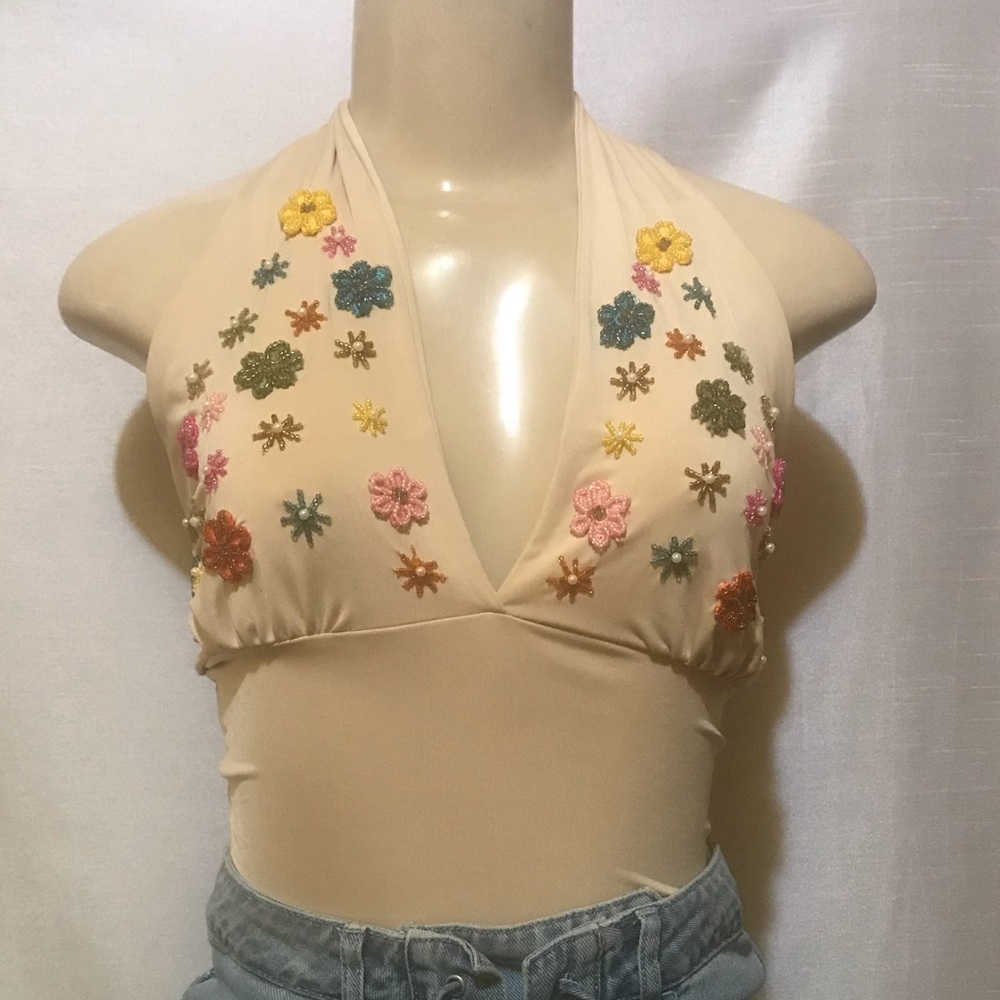 Y2K Beaded halter top